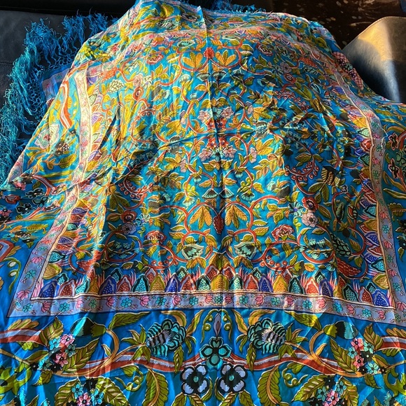 Vintage 100% Silk sari shawl scarf in Excellent Condition 39x39 made in India - Picture 12 of 12